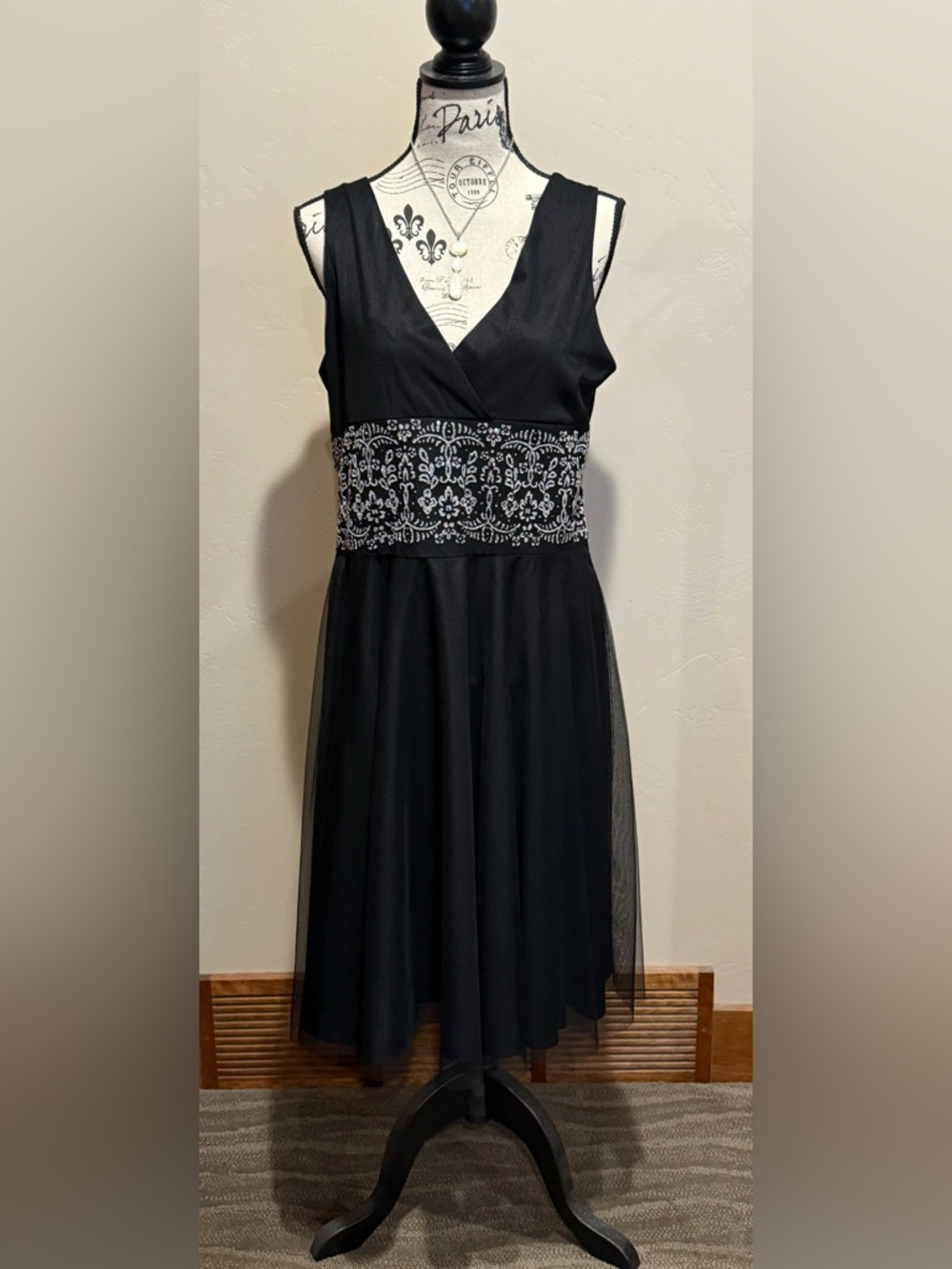 Coldwater Creek Black Special Occasion Dress with Decorative Waistband